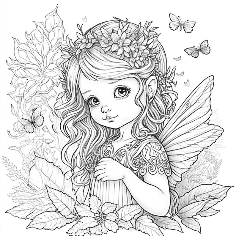 50 Printable Adult Fairy Colouring Pages Digital PDF Download Fairy Colouring Book, Activity ...