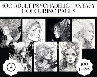 100 pages de coloriage psychédéliques imprimables pour adultes - Téléchargement PDF numérique - Livre de coloriage fantastique, coloriage gothique, coloriage pour adultes