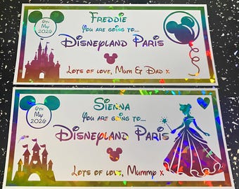 Personalised Foil Disneyland Paris Ticket I Souvenir Trip Voucher I Gift Voucher