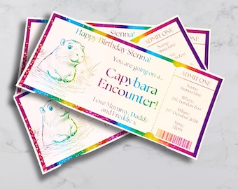 Personalised Capybara Experience Event Voucher I Foil Ticket I Zoo Experience