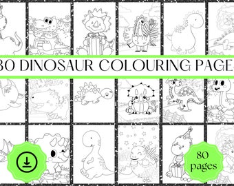80 pagine da colorare con i dinosauri stampabili - Scarica PDF digitale - Libro da colorare con i dinosauri, attività sui dinosauri, giochi per feste con i dinosauri