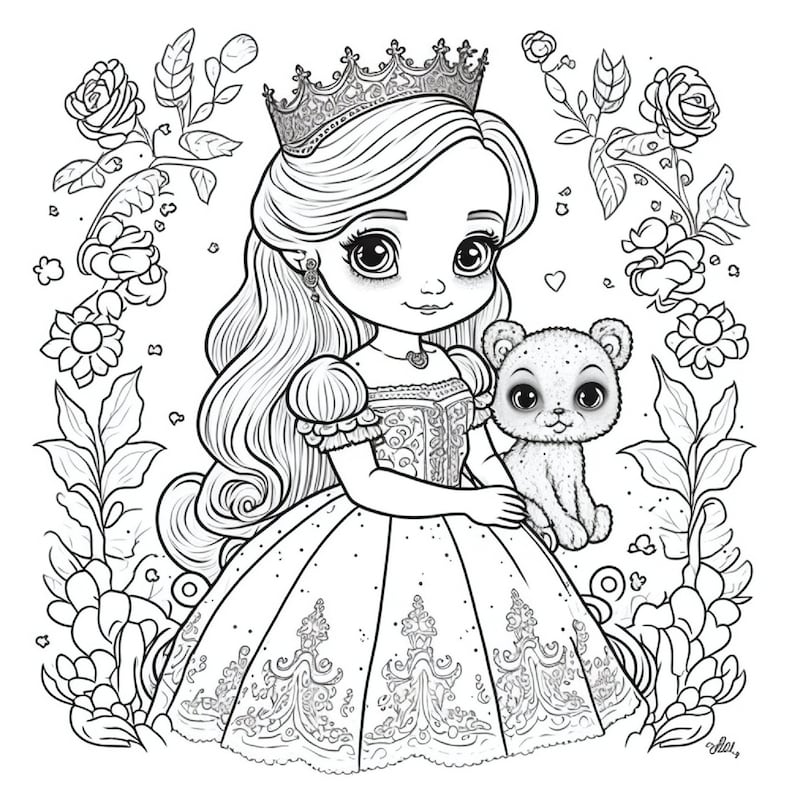 36 Printable Princess Colouring Pages Digital PDF Download Princess