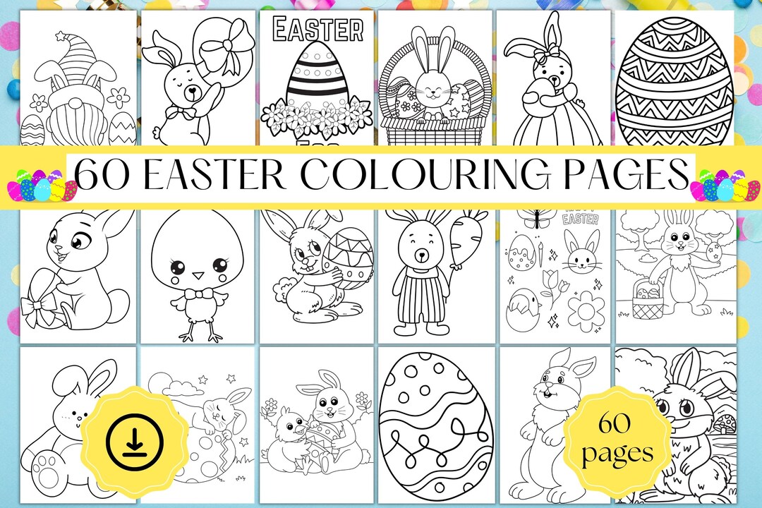 60 Printable Easter Colouring Pages Digital PDF Download Easter ...