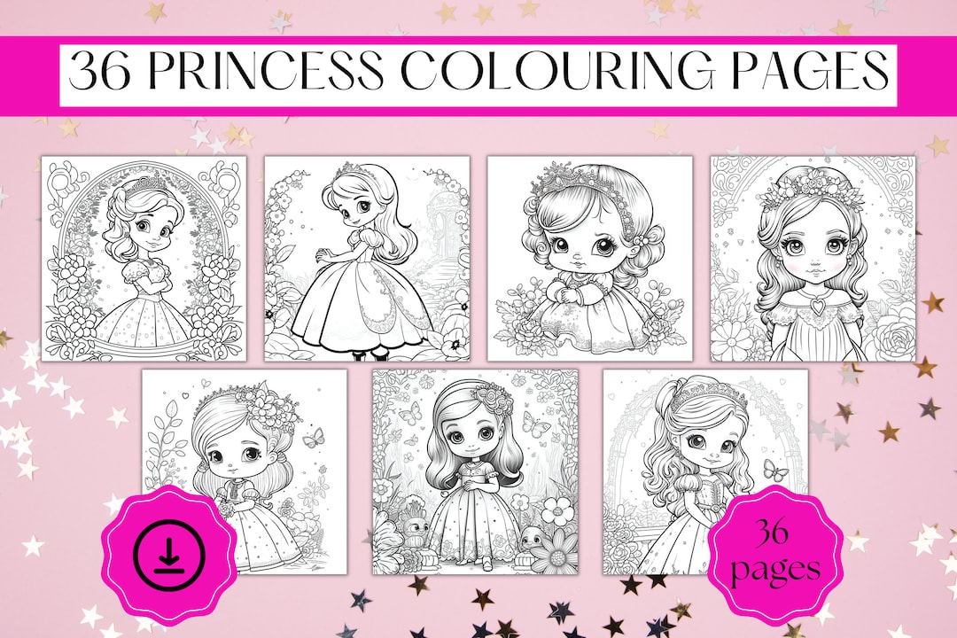 36 Printable Princess Colouring Pages Digital PDF Download Princess