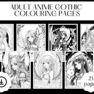 23 Printable Adult Gothic Anime Colouring Pages -  Digital PDF Download - Fantasy Colouring Book,  Gothic Colouring, Adult Colouring, Anime