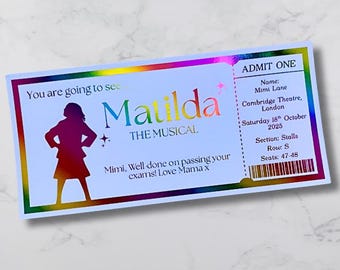 Personalised Matilda Theatre Event Ticket I Souvenir Voucher I Gift Voucher