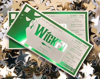 Personalised Wicked Theatre Foil Ticket I Theatre Voucher I Theatre Gift I Elphaba Gift