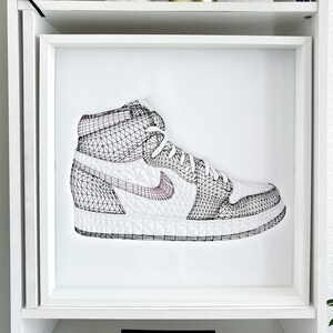 Wall Art Decor | Unique Handcrafted Art Piece | Embroidery Sneaker | Frame Size 50x50x6cm | Home Decor Accent