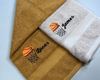 Serviettes de basket-ball - Brodées personnalisées, cadeau d’anniversaire de Noël pour lui ou elle, amateur de basket-ball