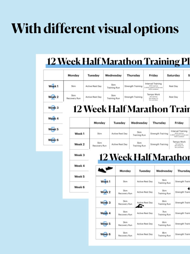 12 Week Half Marathon Training Plan Bundle - Running Journal/plan ...