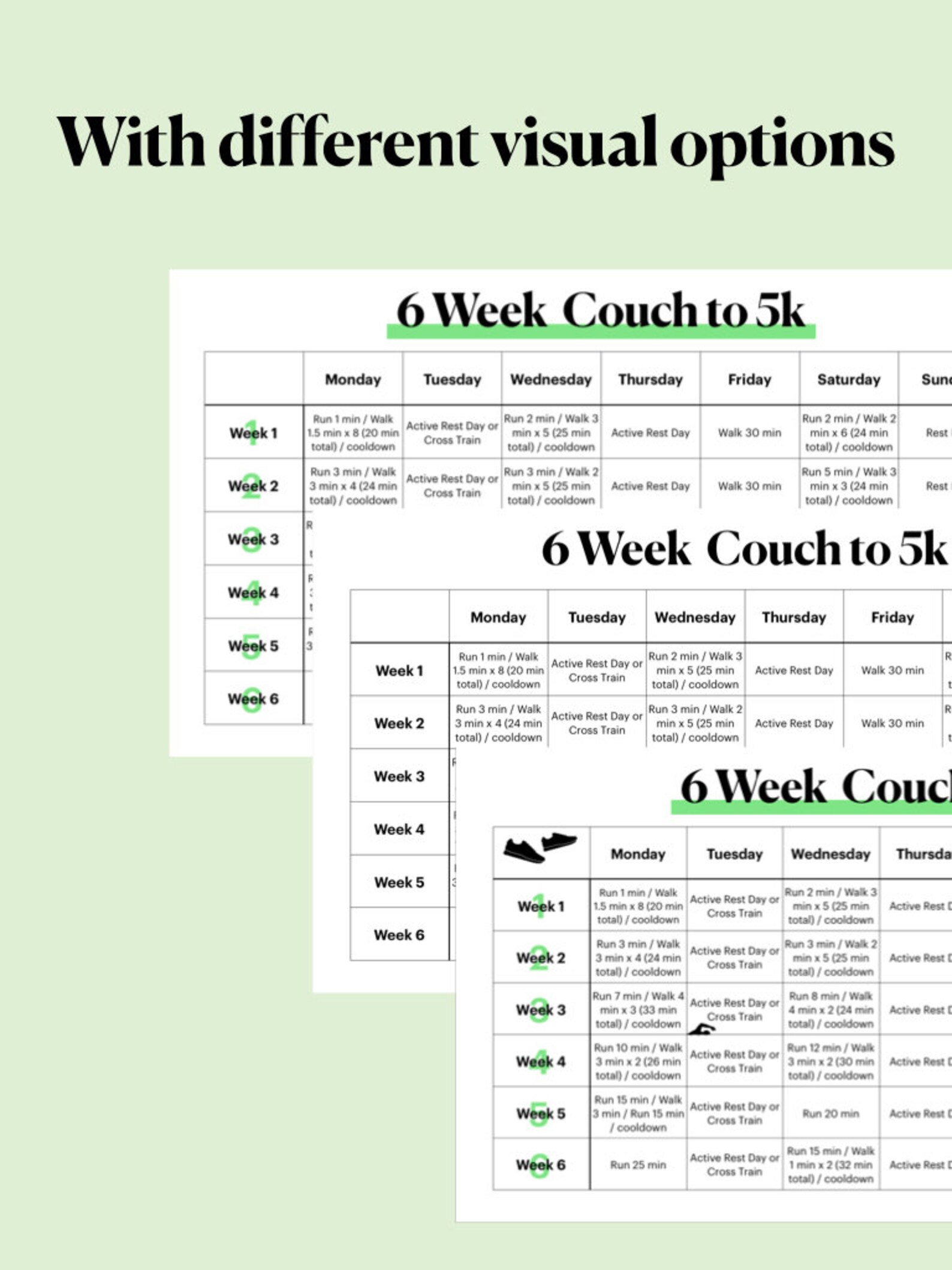 Couch to 5k - 6 Week Plan - Etsy