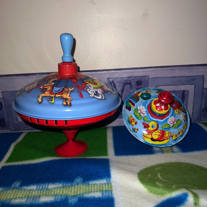 Vintage LBZ Lorenz Bolz Tin Spinning Top Toy Etsy