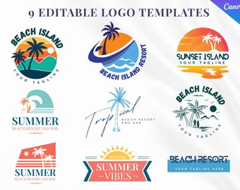 Minimal Beach Logo Template, Editable Logo, Beach tree logo, Brand Package, Logo Package, Beach Logo, Beach Logo Design, Palm Tree Logo