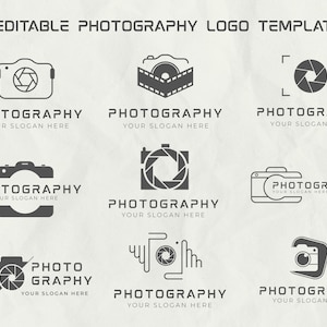 9 Minimal Photography Logo Designs, Premade Camera Logo, Editable Photography Logo, Canva Logo,  DIY Logo Designs, Camera SVG, Photo