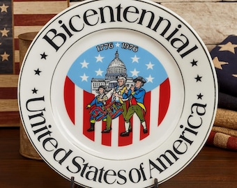 Vintage Fife and Drum Corps  Bicentennial Wall Plate - US Capitol, Patriotic Decor America 250 Celebration