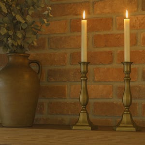 Vintage 10.5" Solid Brass Candlesticks | Classic Heavy Brass Candle Holders | Made in India | Natural Patina