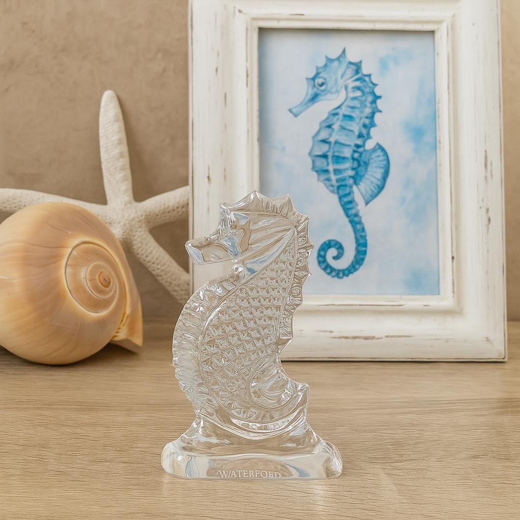 Waterford Crystal Seahorse Figurine – Heritage Collection #40005518 | Signed 2.5" Crystal Sea Creature | Giftable Coastal Decor