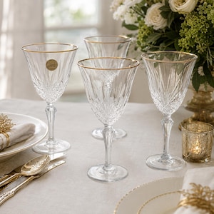Gold Rimmed Crystal Stemware - Etsy