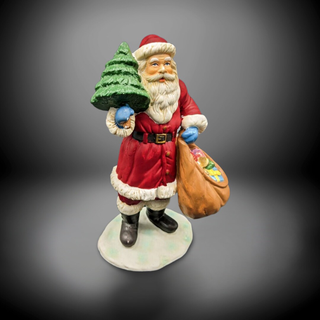 Vintage Santa Figurine in Traditional Red Coat Holiday St. Nick Statue