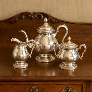 Vintage Tea Set Wm Rogers Remembrance Silver Plate Coffee or Tea Pot, Sugar Bowl, and Creamer Set |  Perfect for Wedding | Tray not included