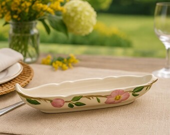 Vintage Franciscan Desert Rose Relish Tray – Pink Floral Earthenware Dish, Small Serving Plate Made in USA