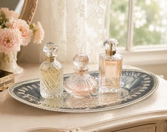 Vintage Rogers Silverplate Vanity Tray - Oval Reticulated Dresser Dish, Ornate Perfume Display