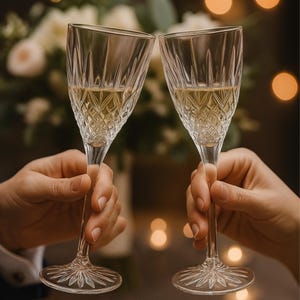 Vintage Crystal Wine Goblets Set of 2 – Dublin Style | Star-Cut Base & Panel Cut Bowl | Elegant Stemware for Wedding or Anniversary Gift