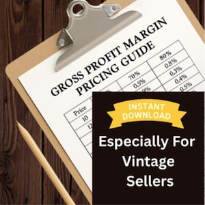 Gross Profit Margin Chart for Vintage Sellers | Printable Pricing Guide | Instant Download Reseller Tool