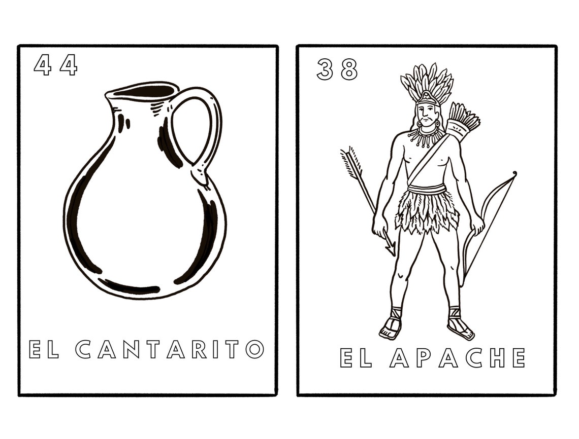 Loteria Mexicana Coloring Pages Full Set. Etsy