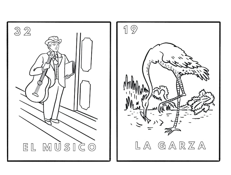 Juego completo de páginas para colorear de Loteria Mexicana. - Etsy España