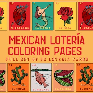 Loteria Mexicana Malvorlagen Full Set.