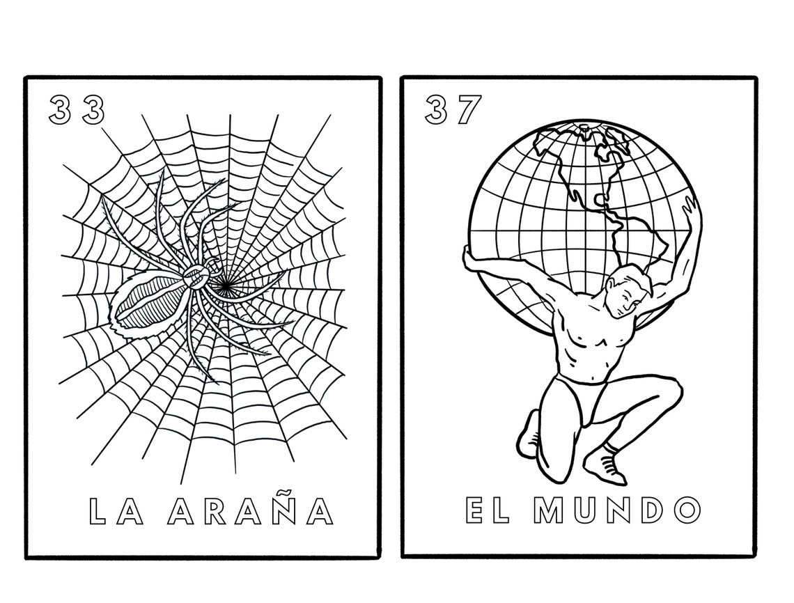 Loteria Mexicana Coloring Pages Full Set. Etsy
