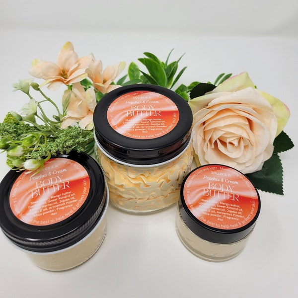 Peaches & Cream Whipped Body Butter | Valentine's Gift | Gifts for Her | Skincare | Shea Butter | Mango Butter | Moisturizer | For Skin