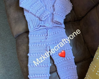 Toddler Crochet Lavender 2 pcs. Cardigan set/ with headband