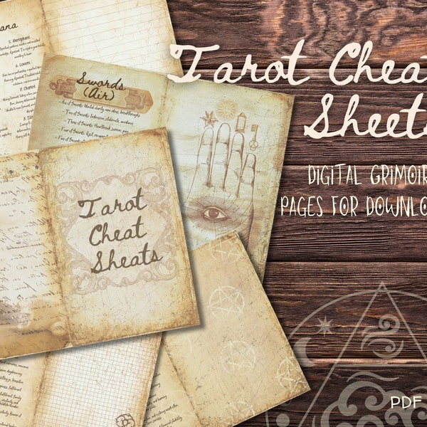 Digital Grimoire Tarot Cheat Sheets, Grimoire Pages, Tarot Journal, Digital Grimoire, Book of Shadows, PDF Grimoire, Witchy Junk Journal