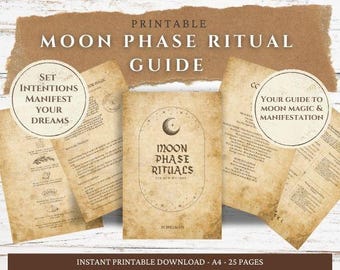 May include: Printable Moon Phase Ritual Guide for New Witches. This guide includes 25 pages of information on moon magic and manifestation.
