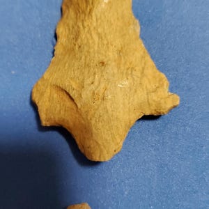 Pode incluir: Uma cole&ccedil;&atilde;o de antigas pontas de flecha e ferramentas de pedra de cor bege, cada uma com formas e texturas &uacute;nicas. Os artefatos s&atilde;o exibidos em um fundo azul, mostrando sua import&acirc;ncia hist&oacute;rica.