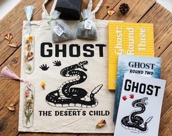 Ghost Series Complete Book Box – Signed Books, Hand-Pressed Tote, Artisan Tea, Resin Bookmarks