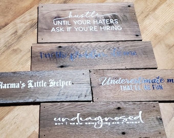 wooden quote signs