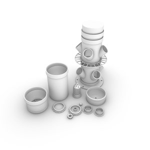 Digital product - STL Files - Hydroponic Tower - Water Splash Free System - Basic Package - DIY - 3d Print files - 220X220X220