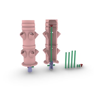 Digital product - STL Files - Horizontal Drain and Watering Systems for Hydroponic Tower and Green Wall Systems