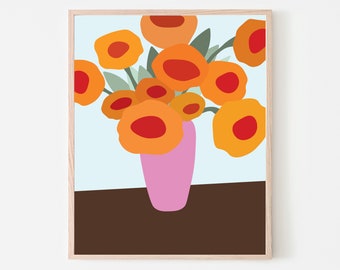 Flower Vase Still Life Art Print - Abstract Original Art - Fichier numérique imprimable