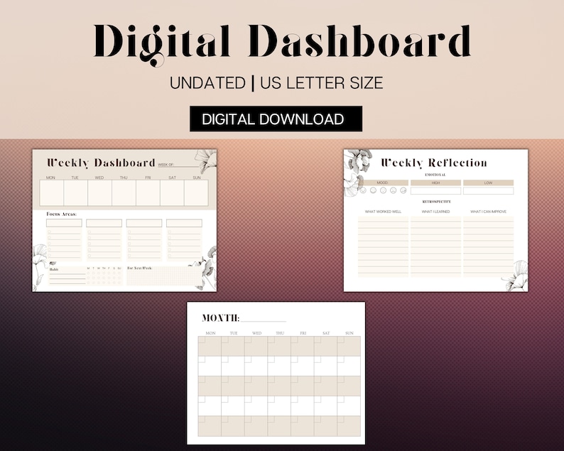Weekly Digital Dashboard Printable Planner Goodnotes Etsy Weekly Digital Dashboard Printable Planner Goodnotes Etsy