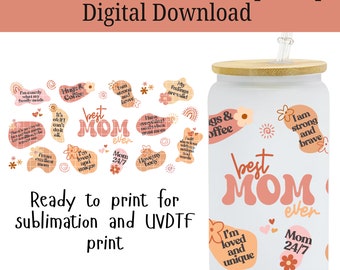 La mejor mamá de la historia, envoltura de taza de 16 onzas, descarga digital solo PNG, Regalos para el Día de la Madre, Regalo para mamá