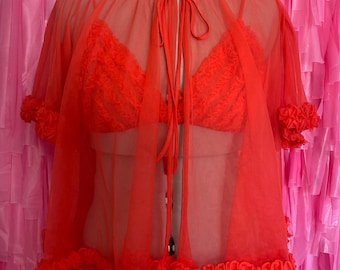 希少な1960年代の赤いブラレットとペニョワールのセット