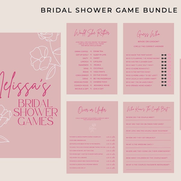Bridal Shower Games, Printable Bridal Shower Games, Wedding Shower Games