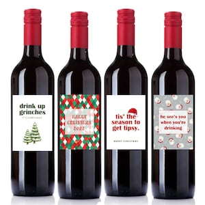 Kerstwijnetiket, grappig vakantiewijnetiket, kerstcadeautag, vakantiecadeau, kerstcadeau-ideeën, vakantiewijnetiket, kerstetiket