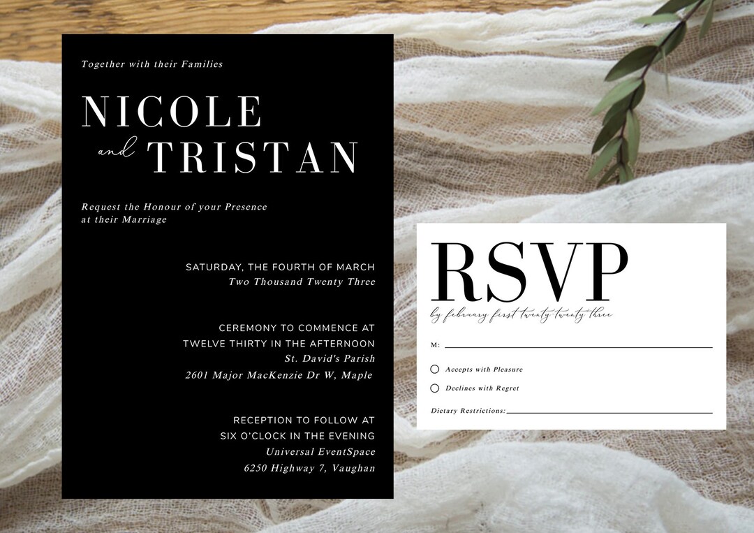 Wedding Invite Template, Printable Wedding Invite, Minimalist Wedding Invite, Simple Wedding ...