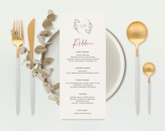 Boho Menu, Wedding Menu Template, Printable  Menu, Minimalist Wedding Menu, Terra Cotta Wedding Menu,  Menu, Instant Download, Modern Menu