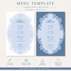 Menu & Place Card  Bundle | Custom Signage | Editable Canva Template